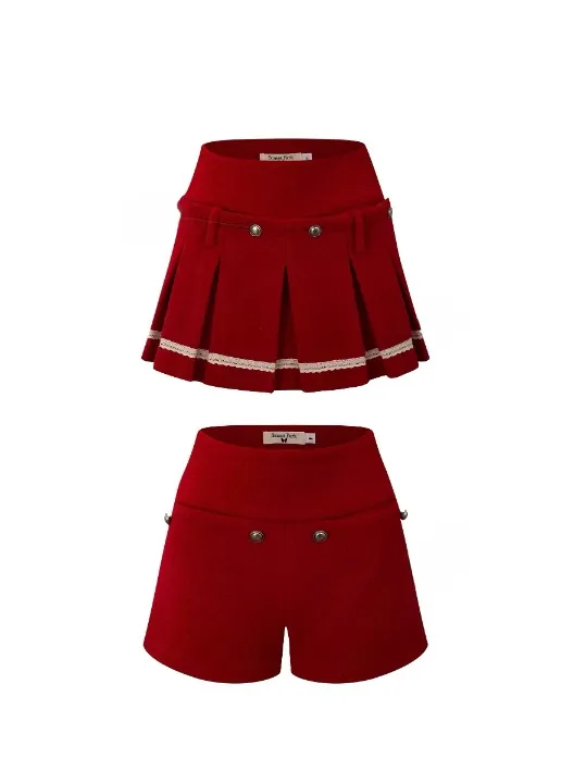 2Way Design Removable Pleated Culottes Skirt