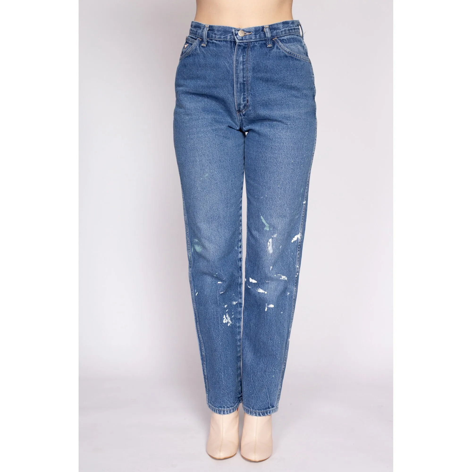 80s Wrangler High Waisted Paint Splattered Jeans - Medium, 28"