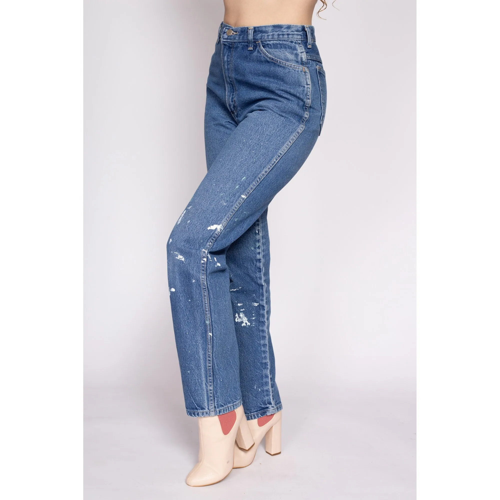 80s Wrangler High Waisted Paint Splattered Jeans - Medium, 28"