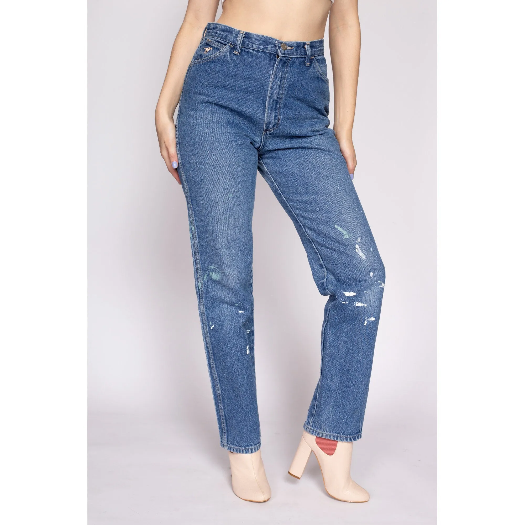 80s Wrangler High Waisted Paint Splattered Jeans - Medium, 28"