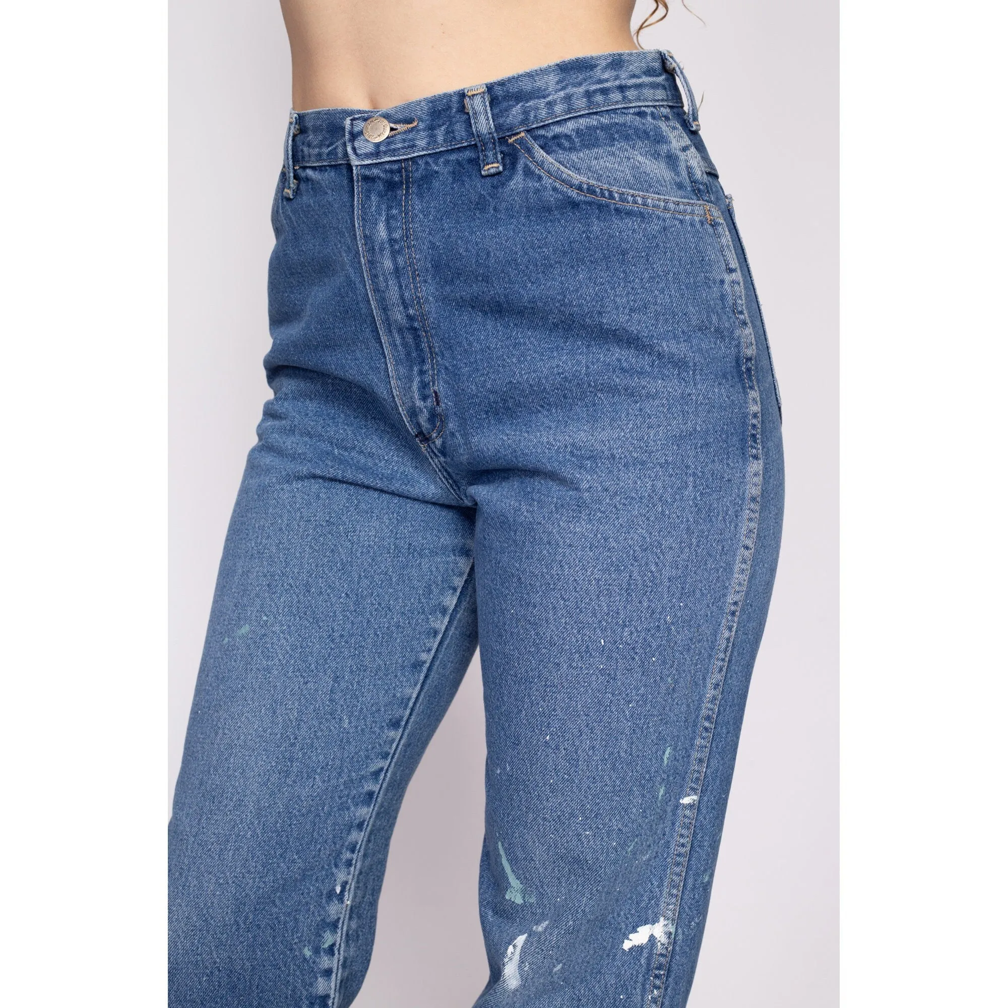 80s Wrangler High Waisted Paint Splattered Jeans - Medium, 28"