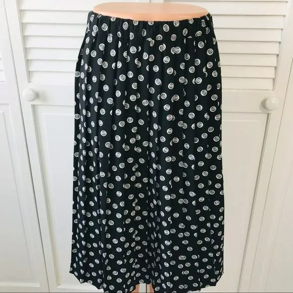ALFRED DUNNER Black Printed Pleated Skirt Size 10