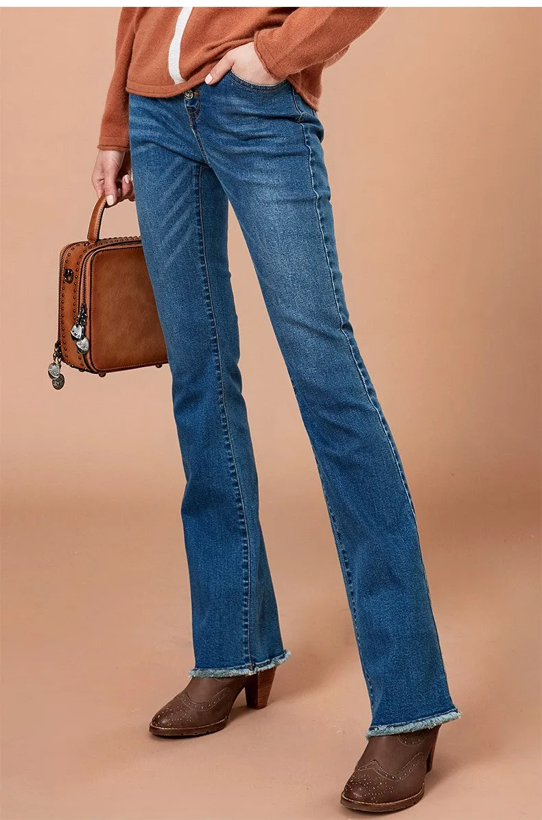 ARTKA EMBROIDERED HIGH RISE FLARE JEANS