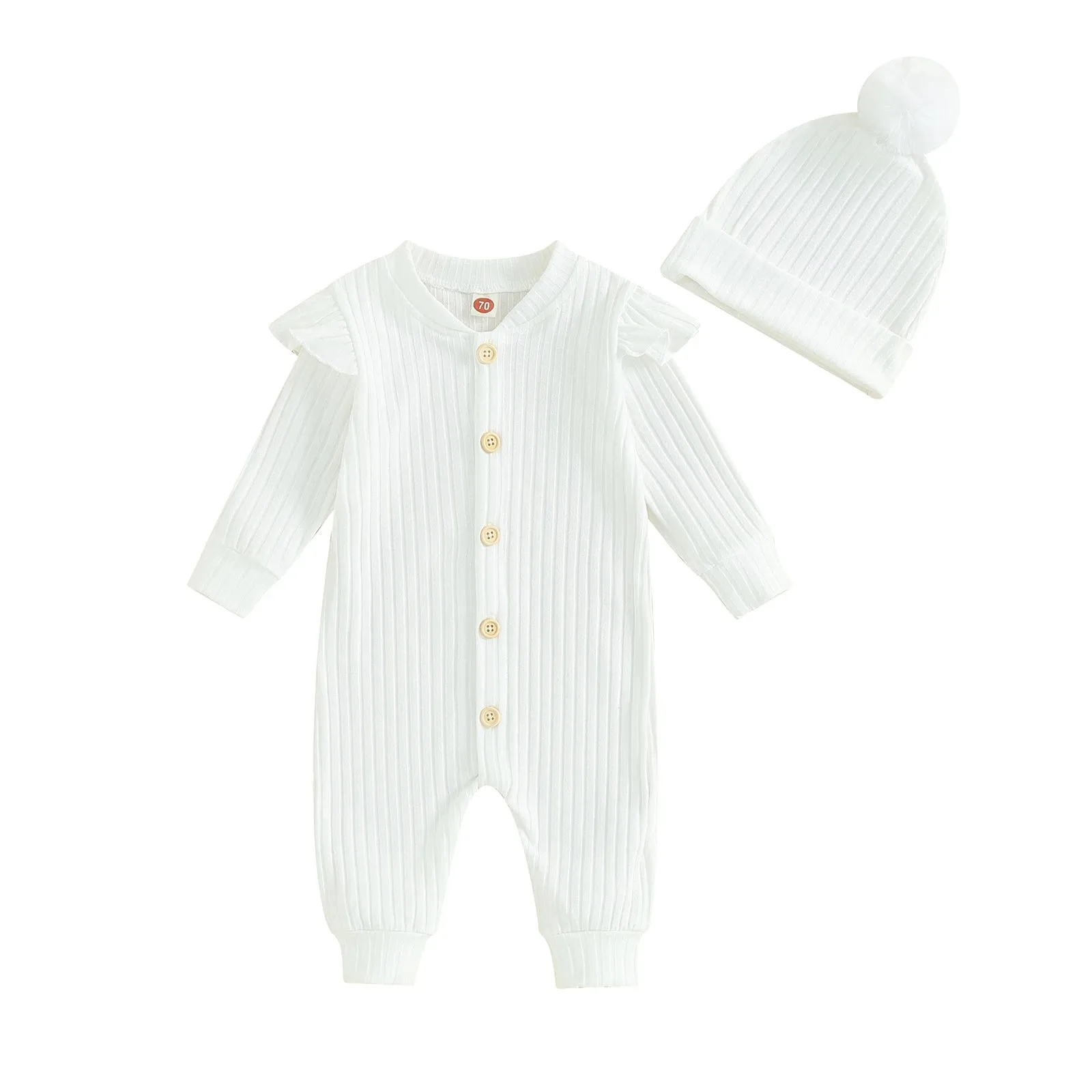 Baby Girl Knit Ruffle Jumpsuit