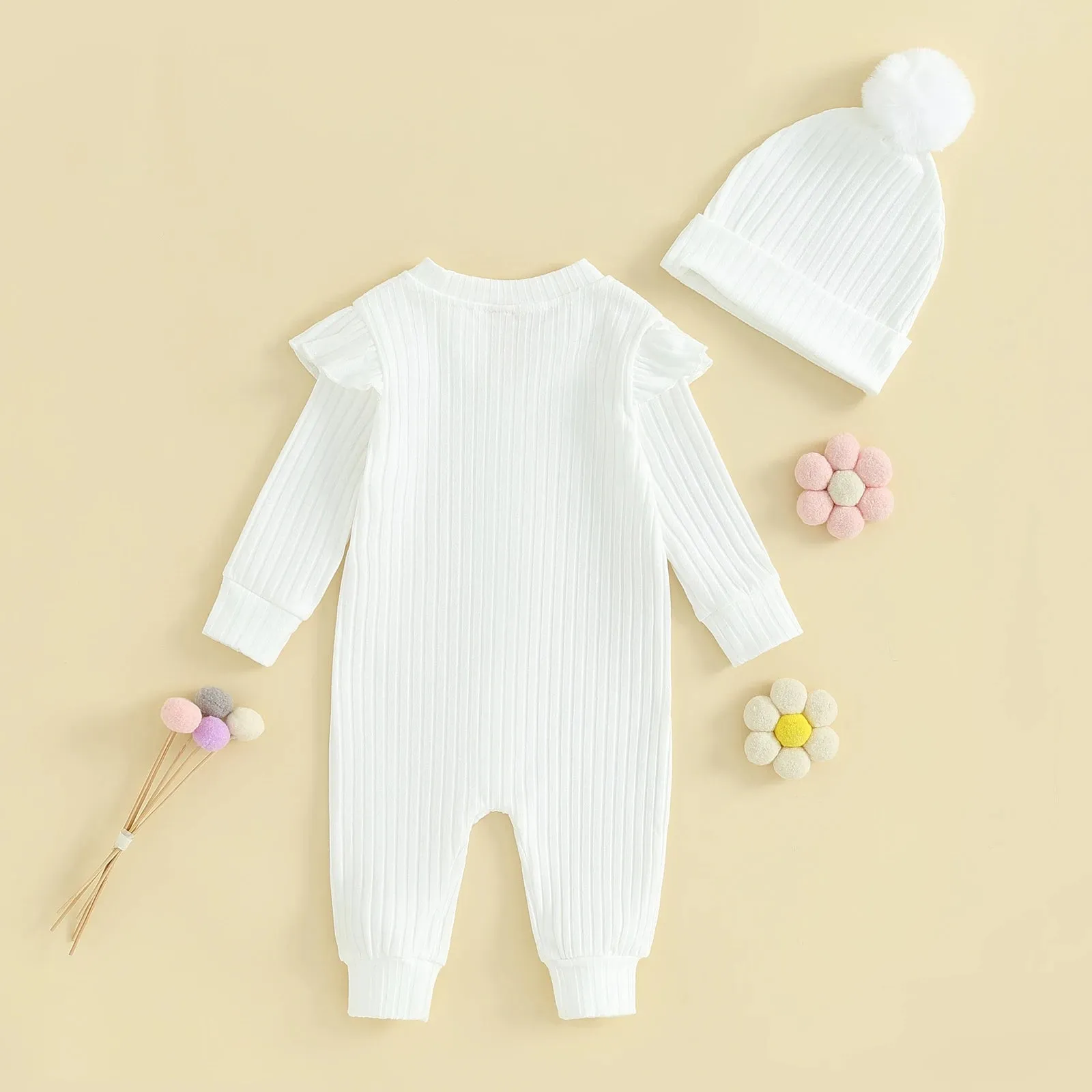 Baby Girl Knit Ruffle Jumpsuit