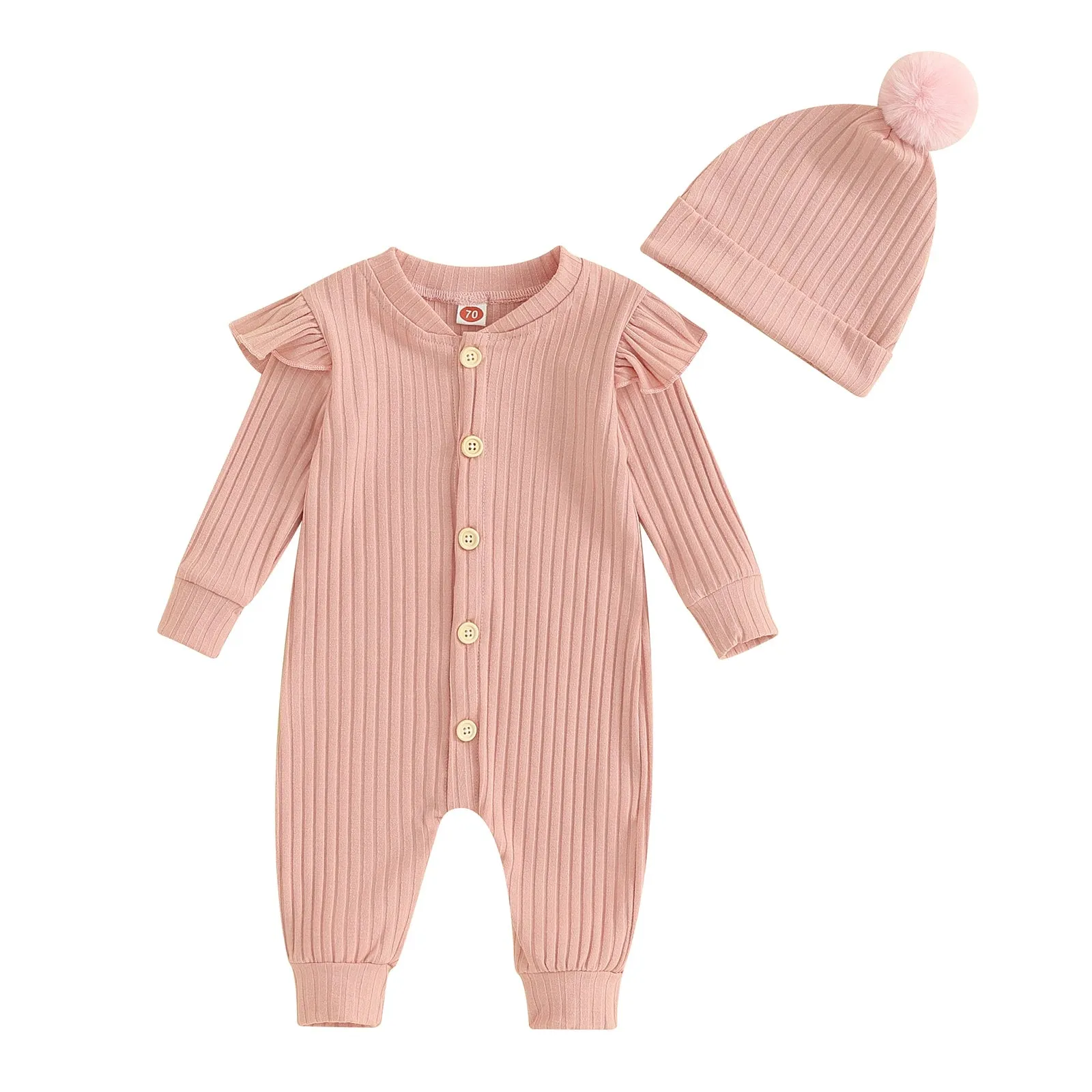 Baby Girl Knit Ruffle Jumpsuit