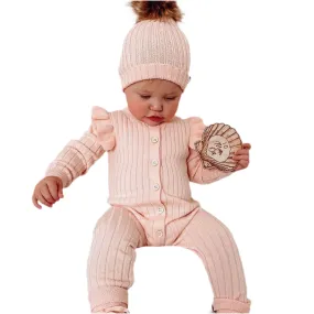 Baby Girl Knit Ruffle Jumpsuit