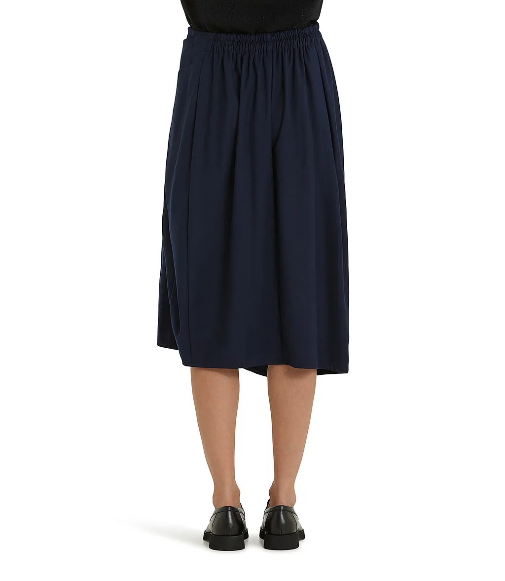 Blue color asymmetric pleated midi skirt