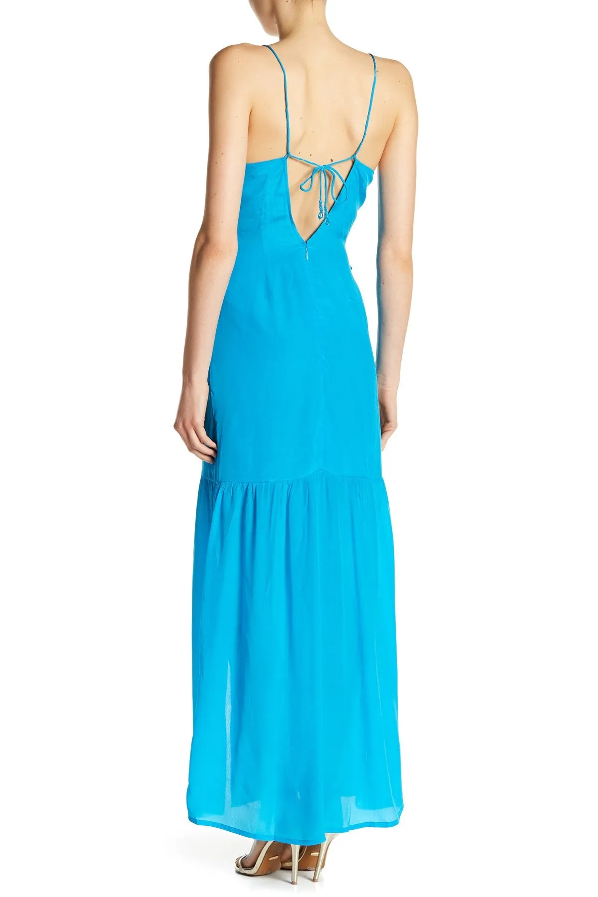 Blue Front Slit Maxi Dress
