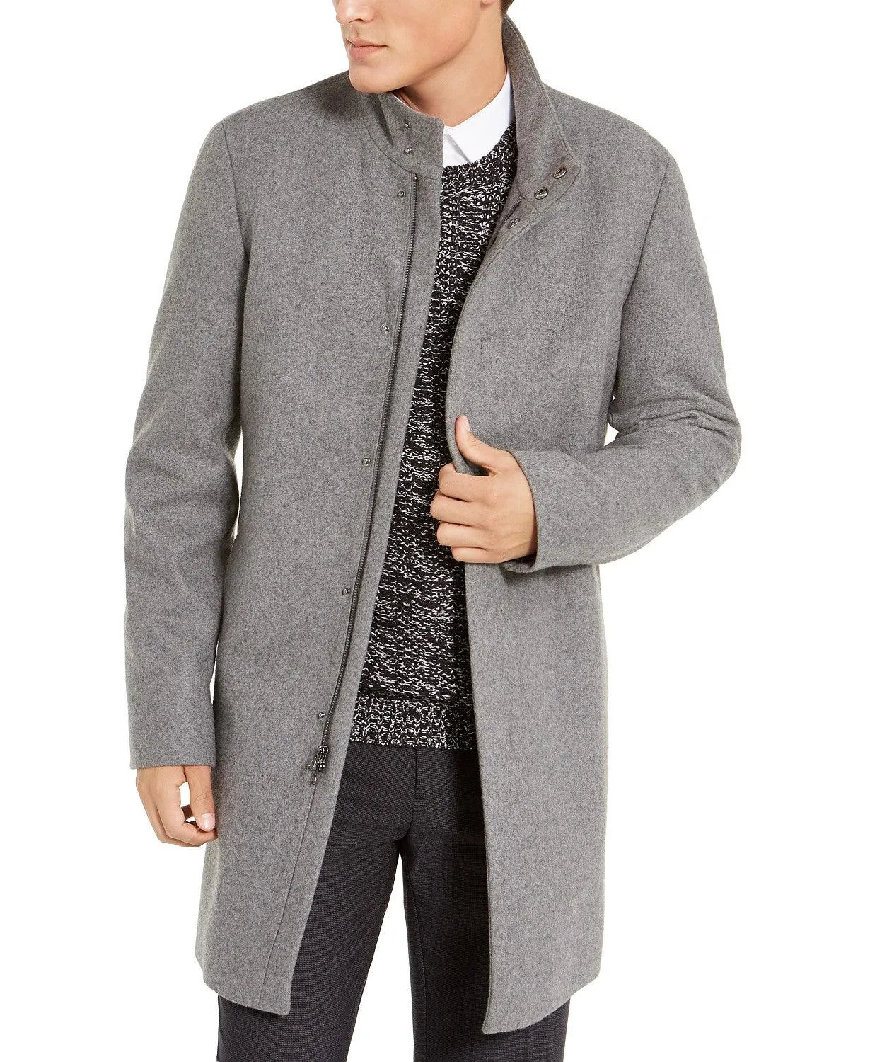 Calvin Klein Mens Slim fit Overcoat Coat 40 R Grey