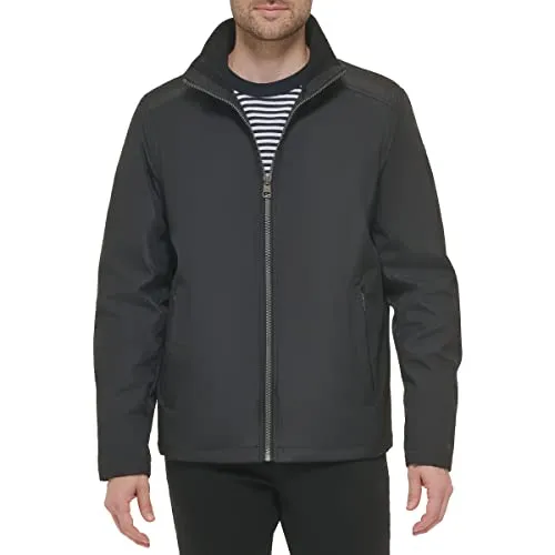 Calvin Klein Men's Stand Collar Poly Jacket, Black, Medium