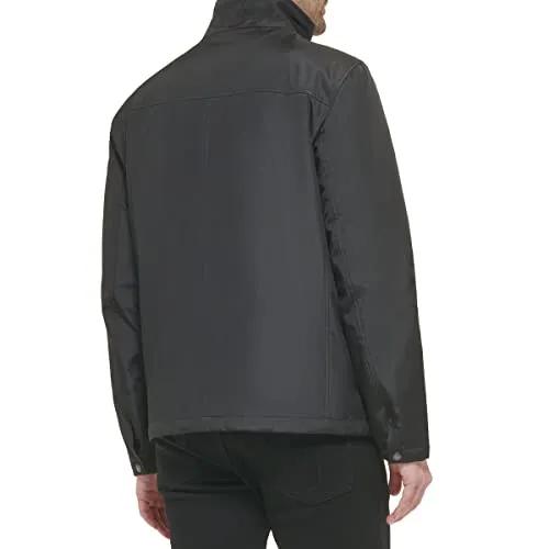 Calvin Klein Men's Stand Collar Poly Jacket, Black, Medium