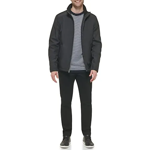 Calvin Klein Men's Stand Collar Poly Jacket, Black, Medium