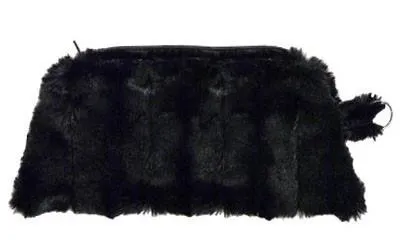 Coin Purse & Cosmetic Bag - Minky Faux Fur in Black
