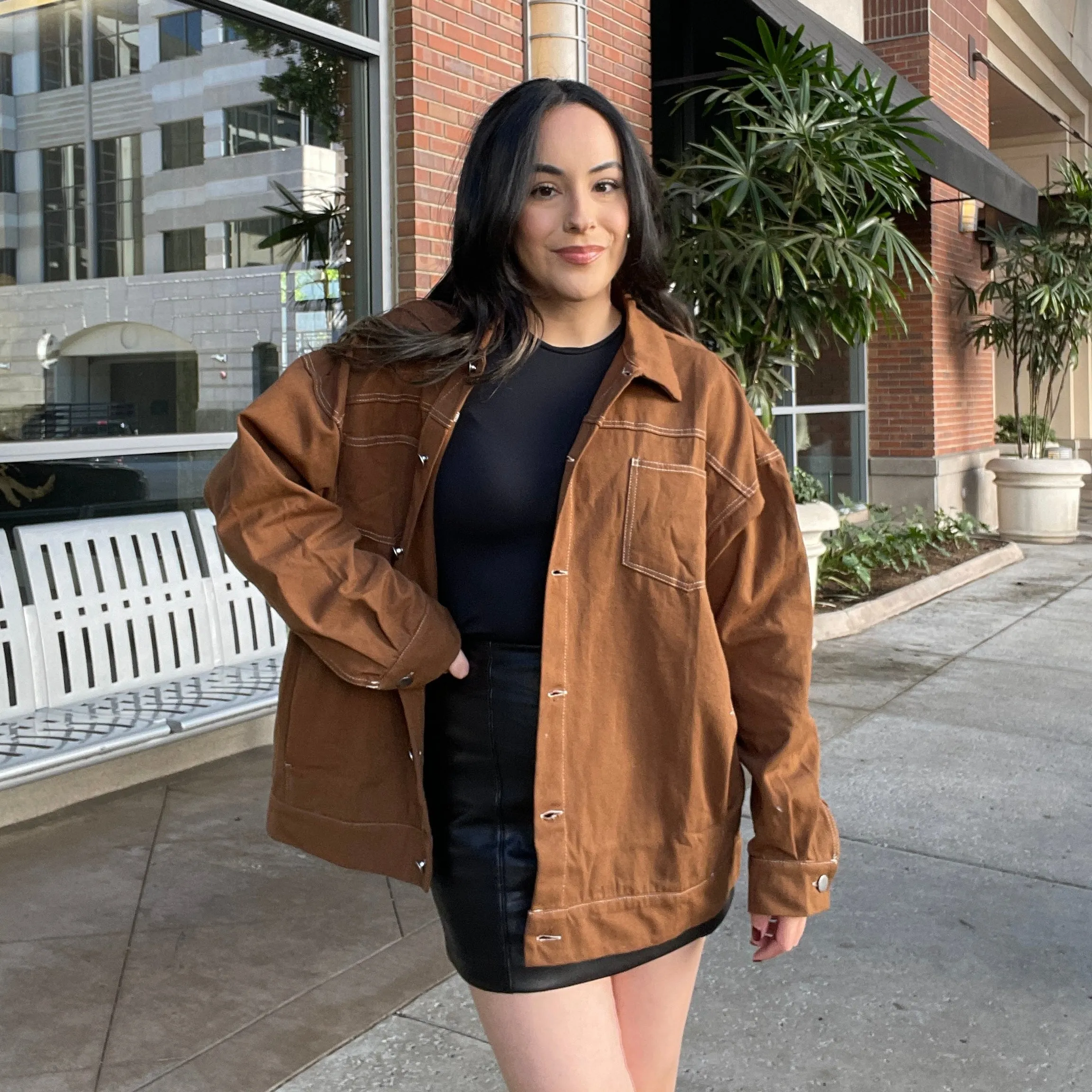 Cold Brew Oversized Shacket - Camel