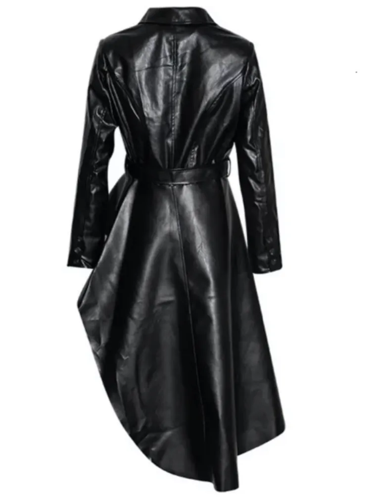 DAUNTLESS Plunging V-Neck Overcoat With Midi Train