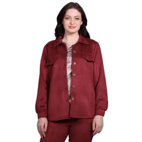 Devia Shacket - Faux Suede - Wine