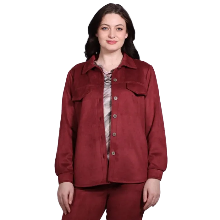 Devia Shacket - Faux Suede - Wine
