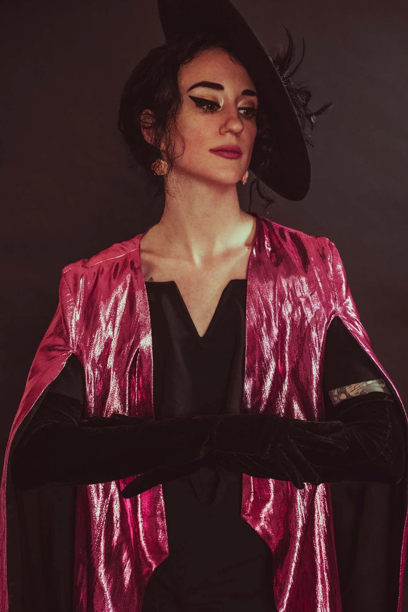 Dietrich Cape in Pink Lamé