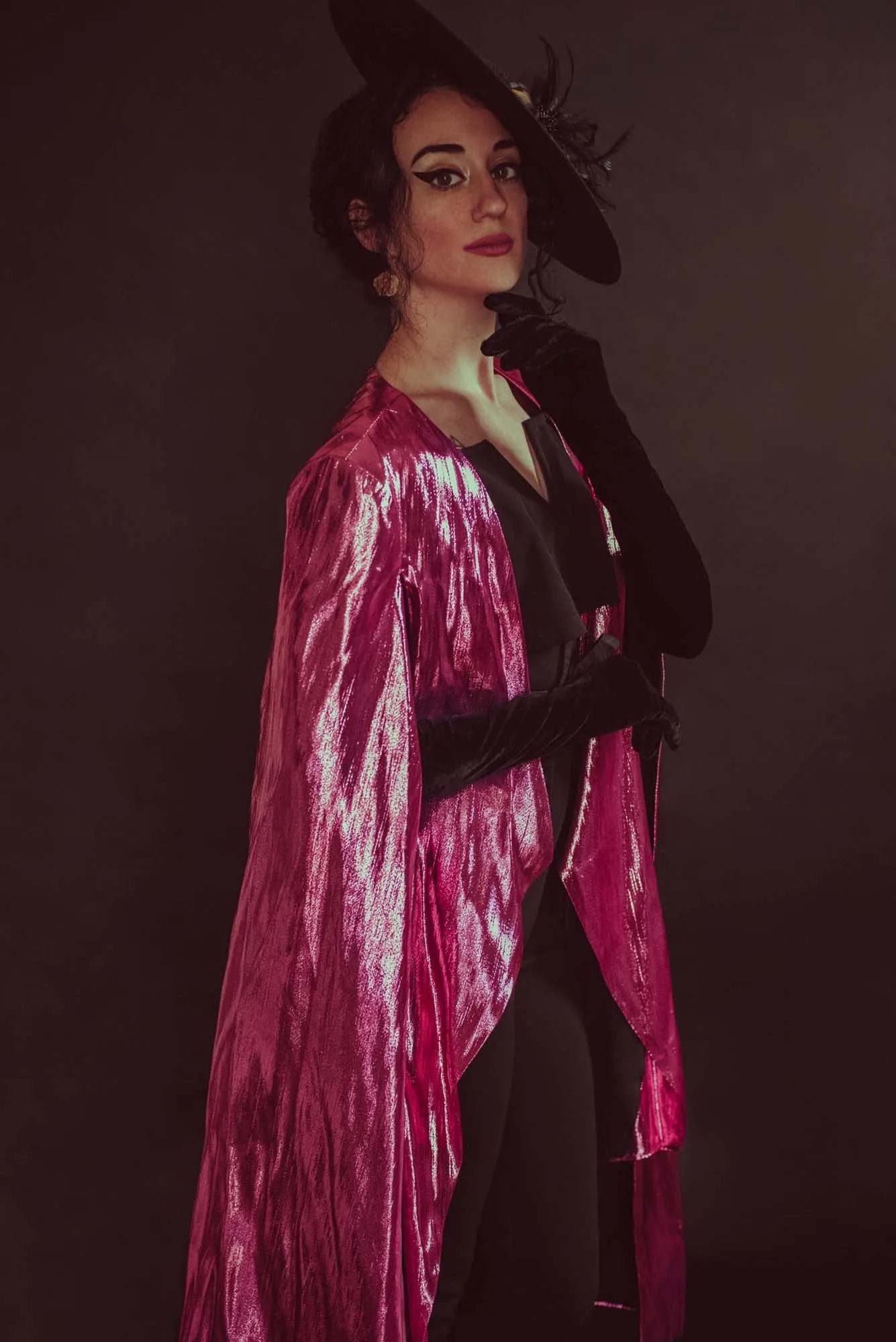 Dietrich Cape in Pink Lamé
