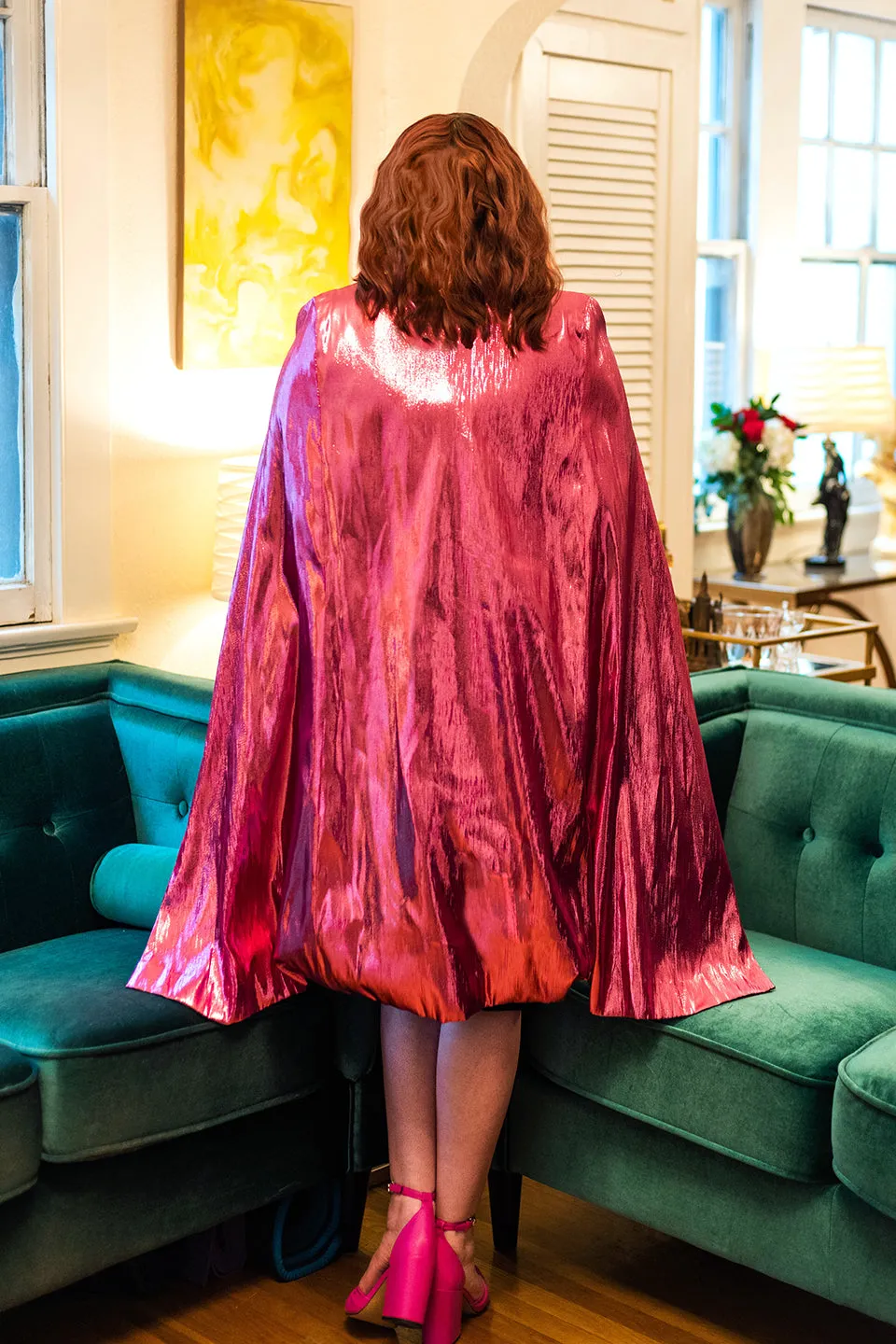 Dietrich Cape in Pink Lamé