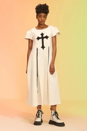 Dolores Off-White Pleated Long Dress