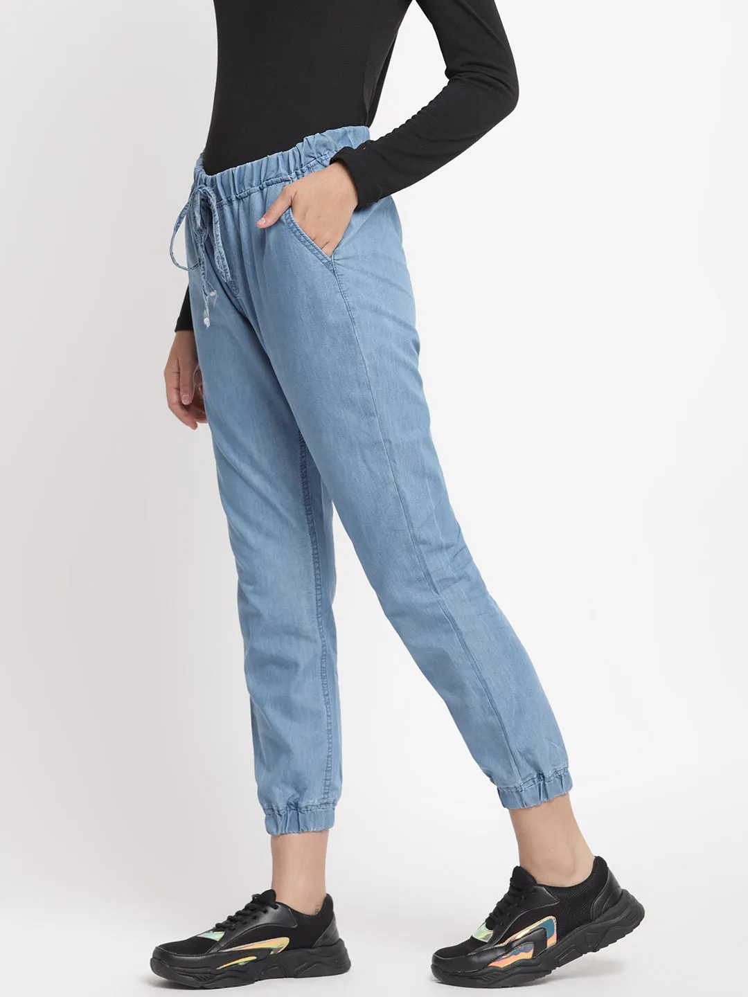 Elasticated Blue Denim Joggers