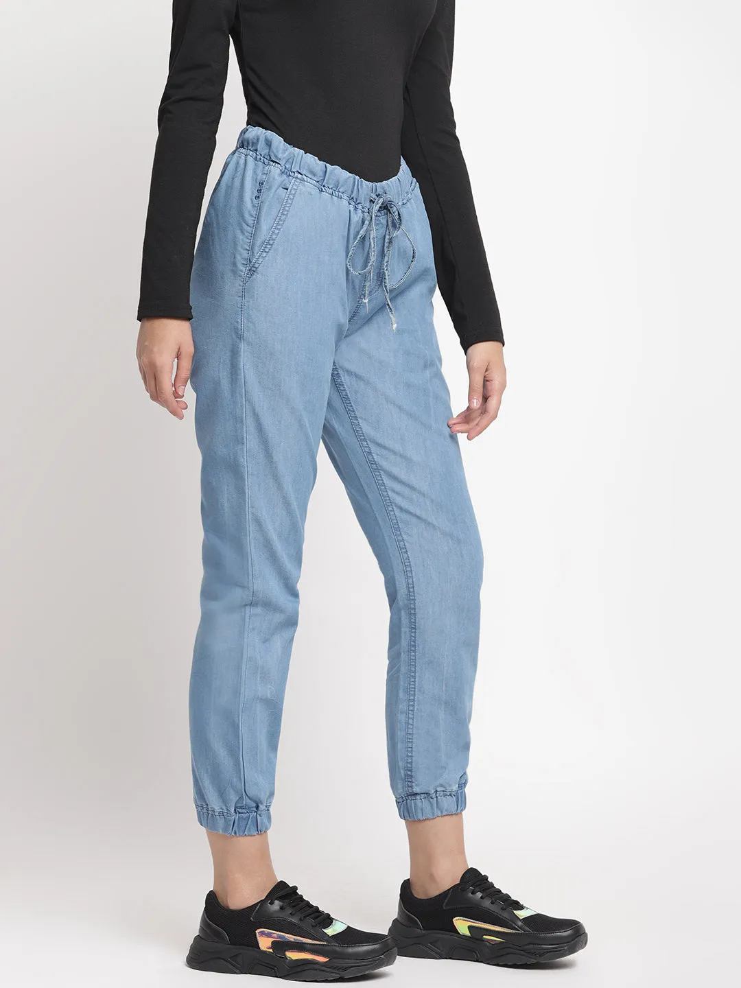 Elasticated Blue Denim Joggers