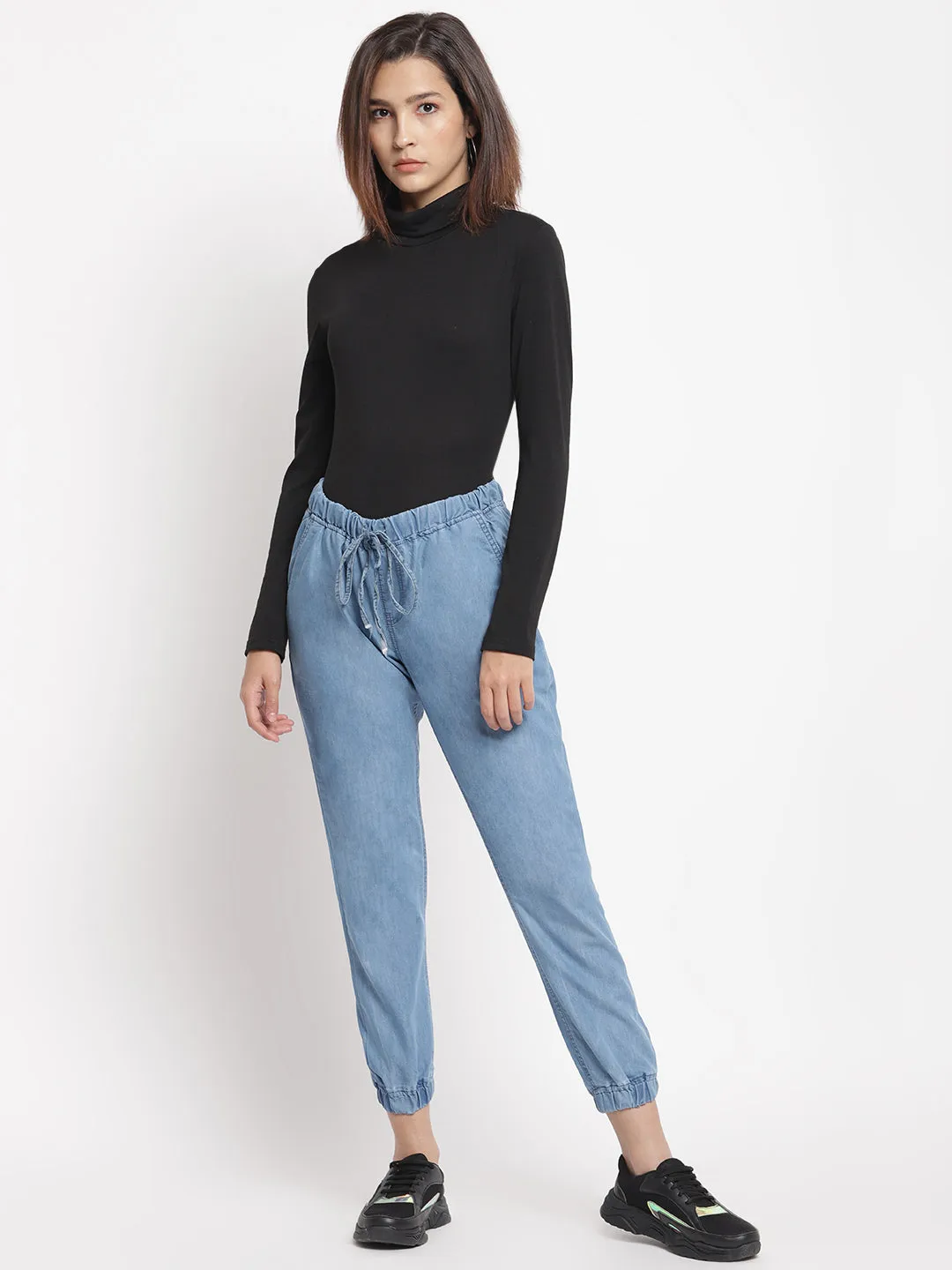 Elasticated Blue Denim Joggers