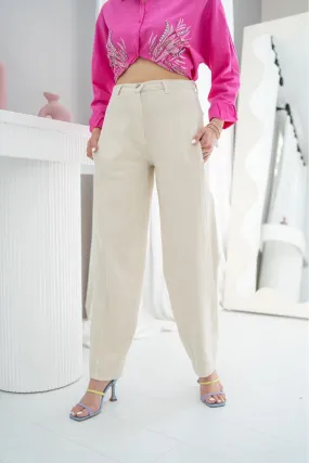 ELS High Waist Pants - Beige - Medgidia