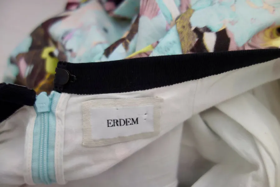 Erdem blue floral print pleated Imari skirt