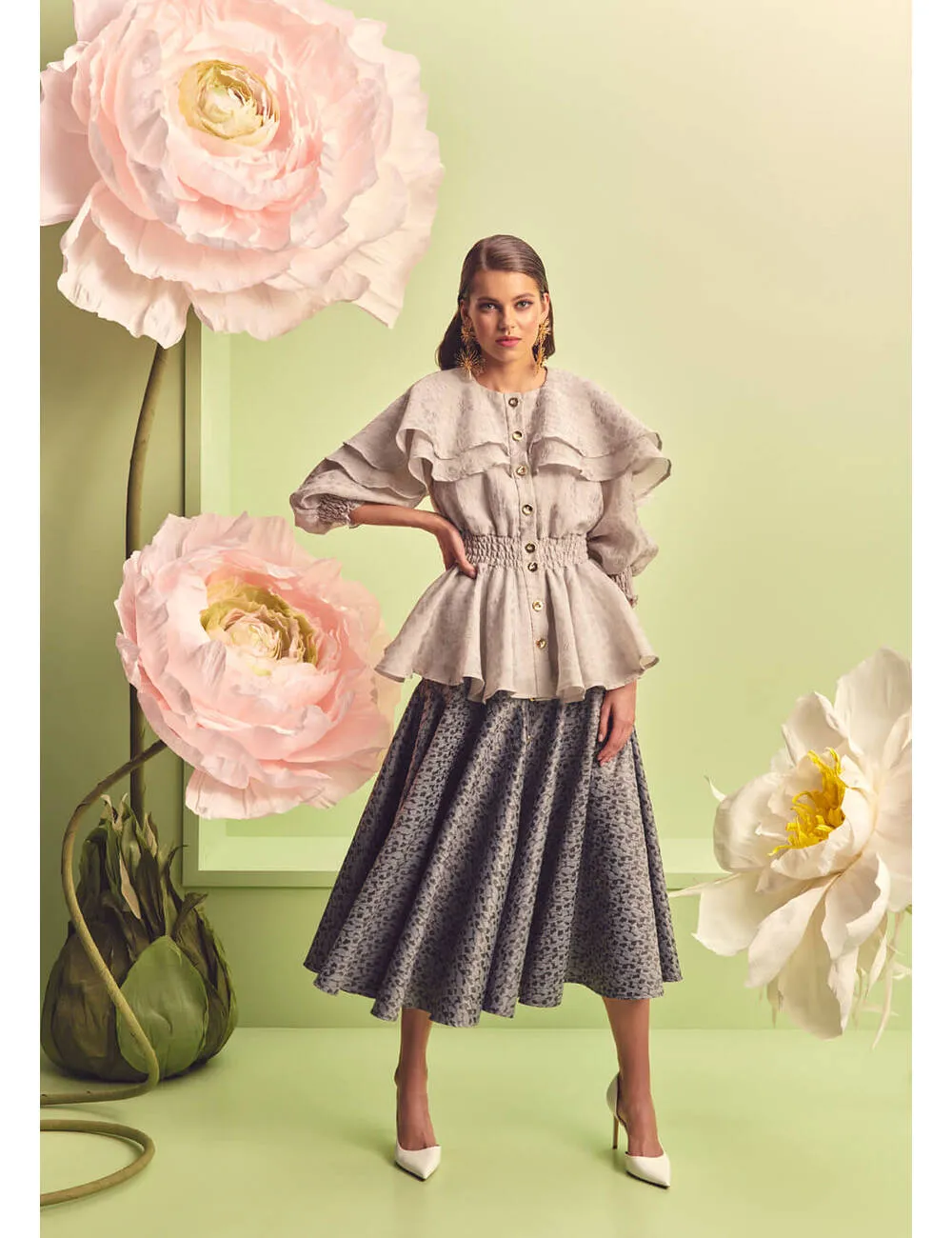 Flared Pleated Skirt