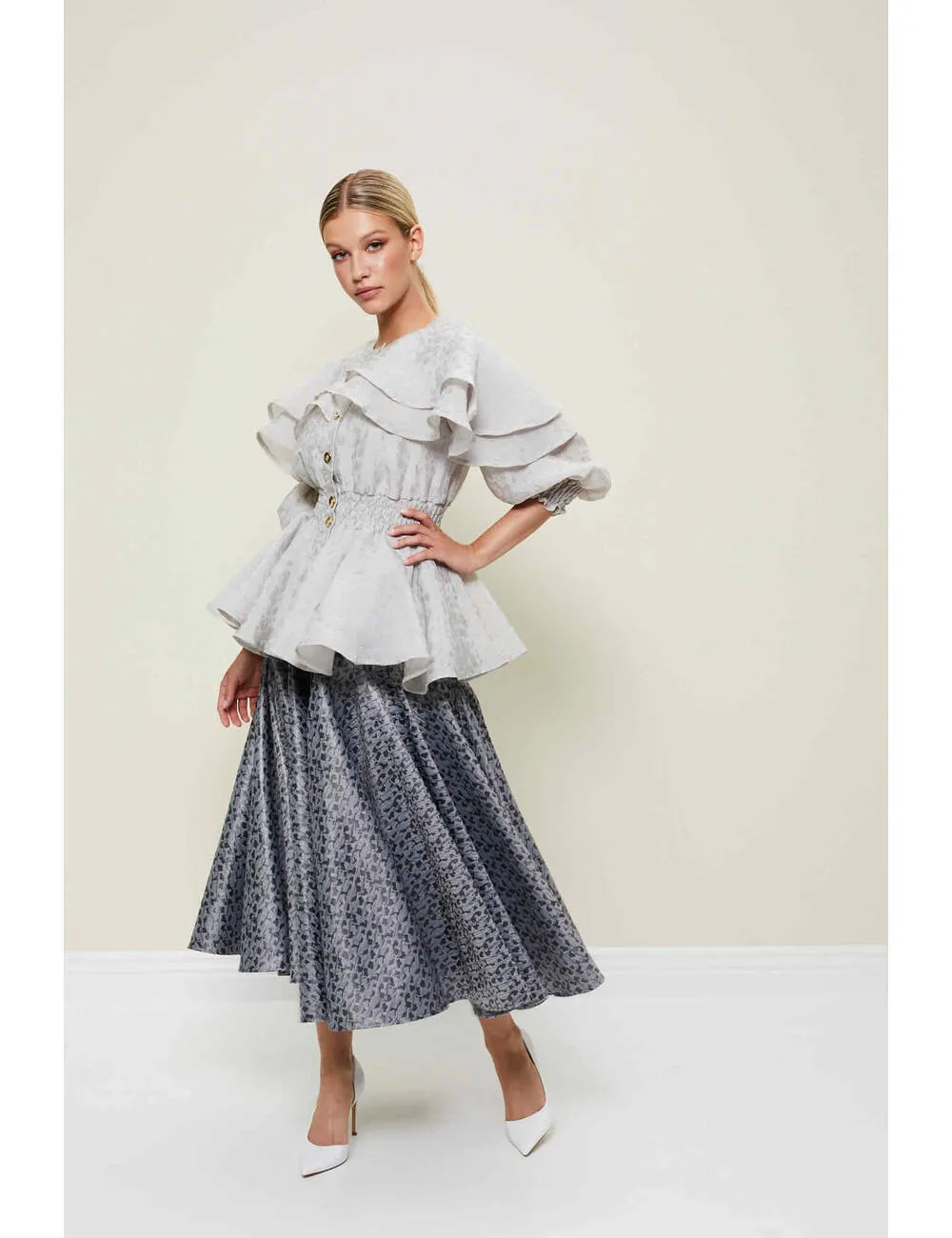Flared Pleated Skirt