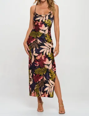 Floral Print Cowl Neck Dress