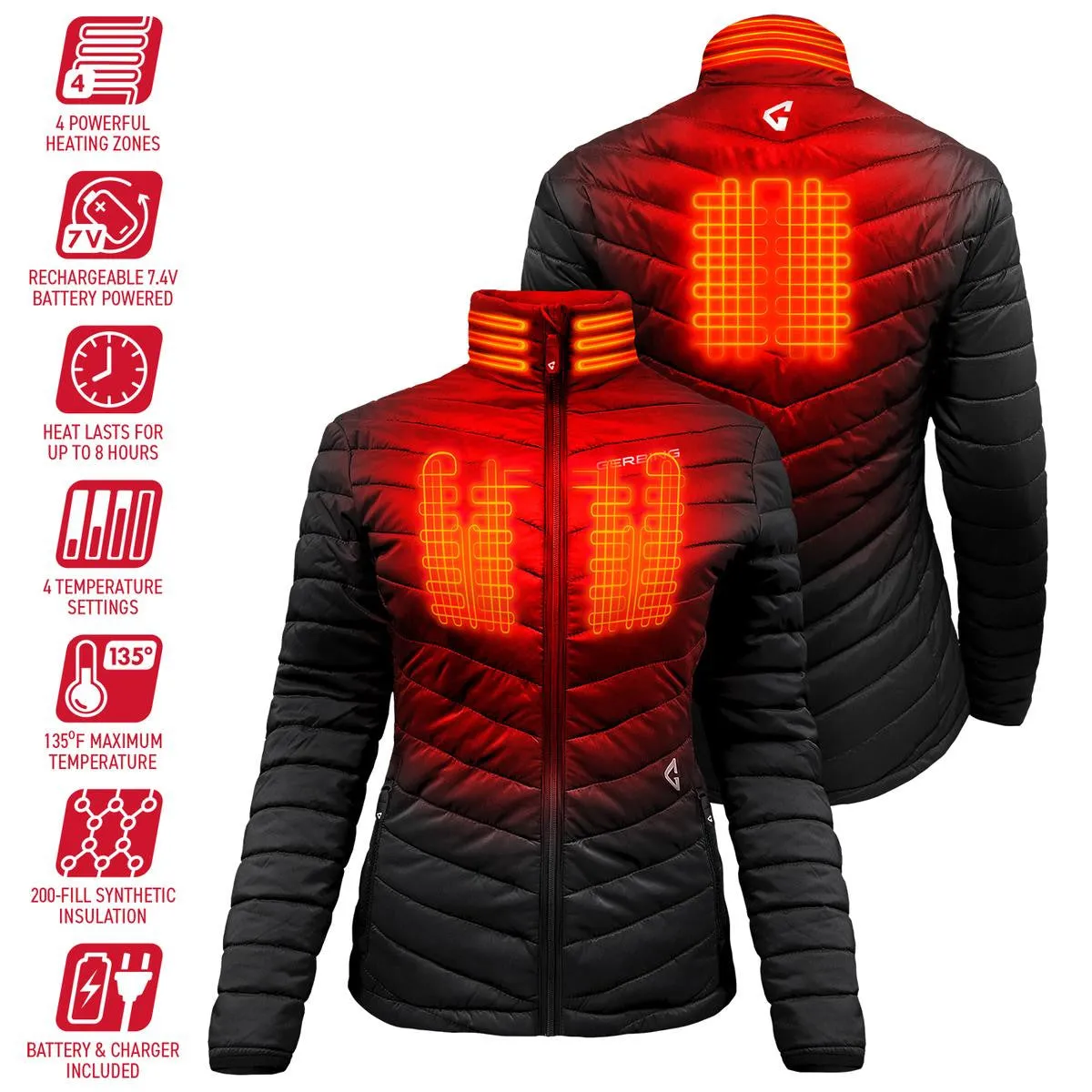 Gerbing 7V Women's Khione Insulated Heated Puffer Jacket 2.0