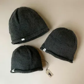 Hand-Knit Dark Grey Hunter Hat