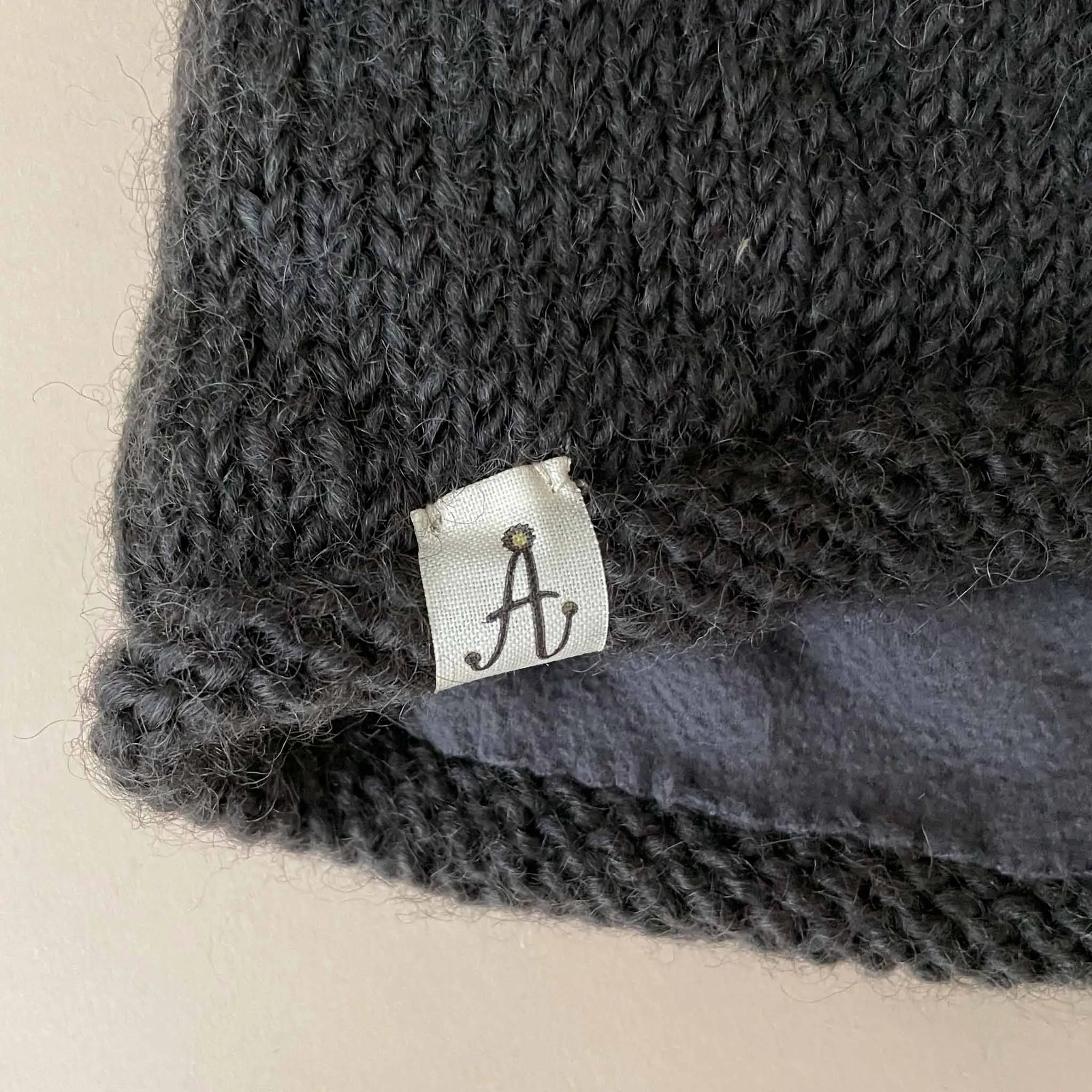 Hand-Knit Dark Grey Hunter Hat