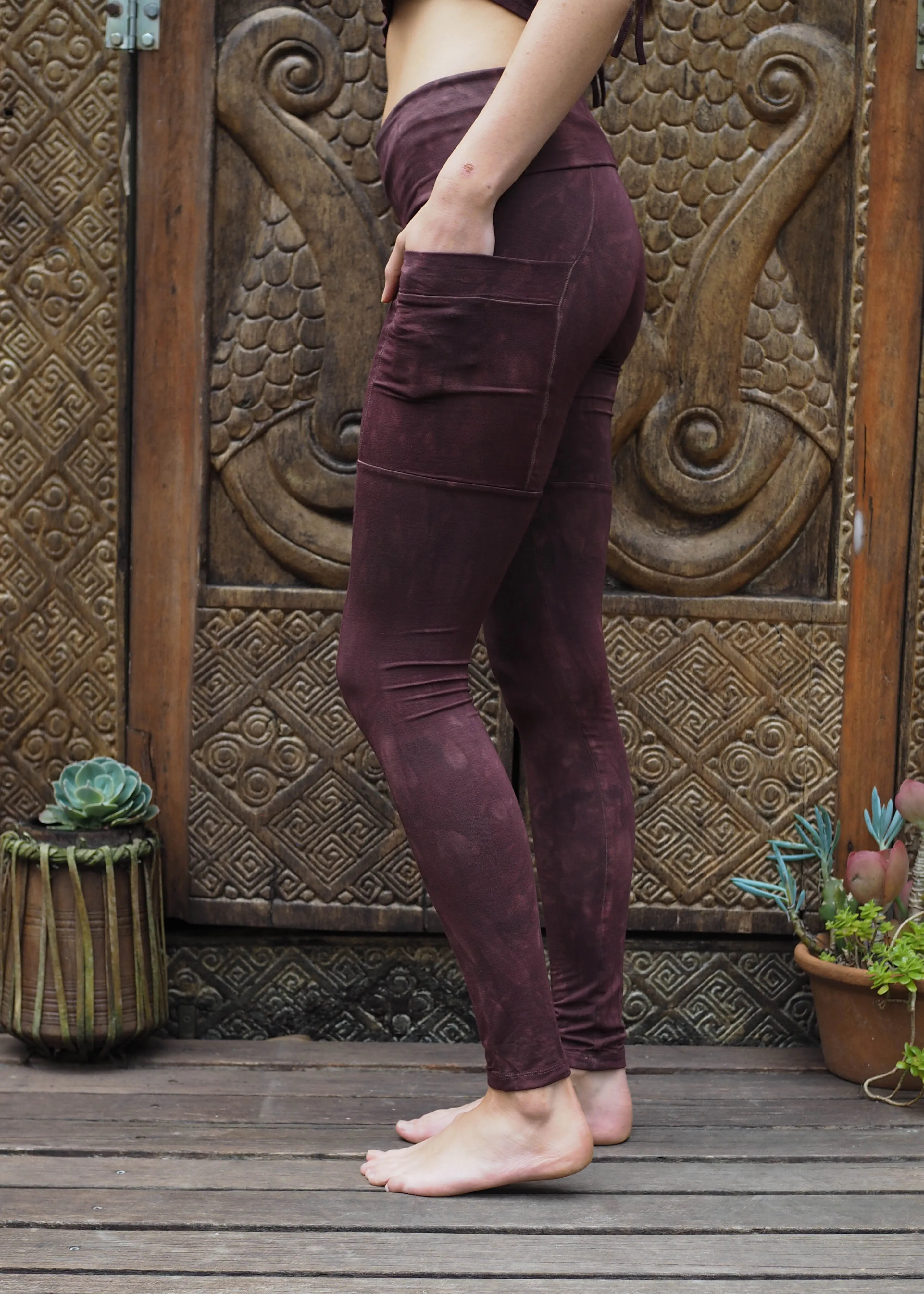 High Waist Pocket Yoga Tights - Chocolate