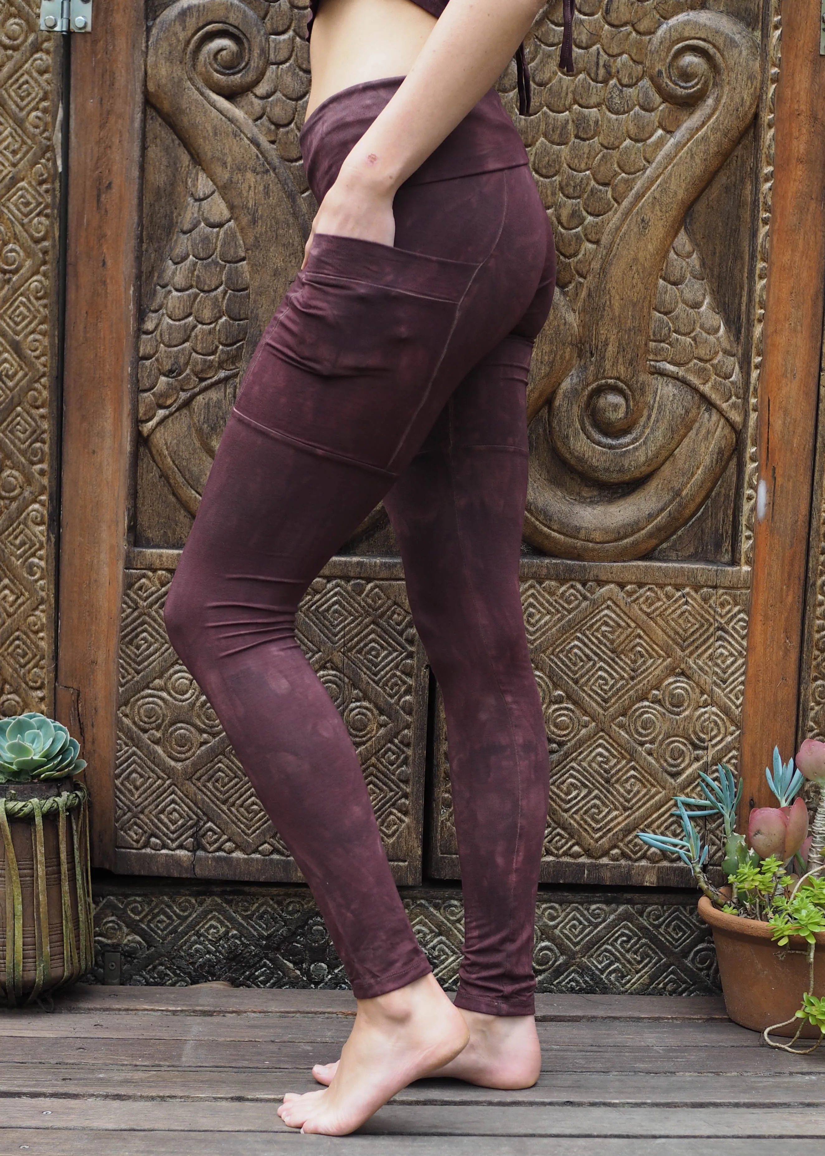 High Waist Pocket Yoga Tights - Chocolate