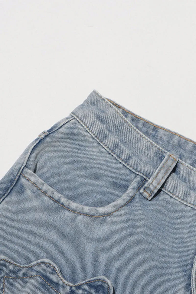 HPT1153 Floral Denim Embroidery Jeans Pant