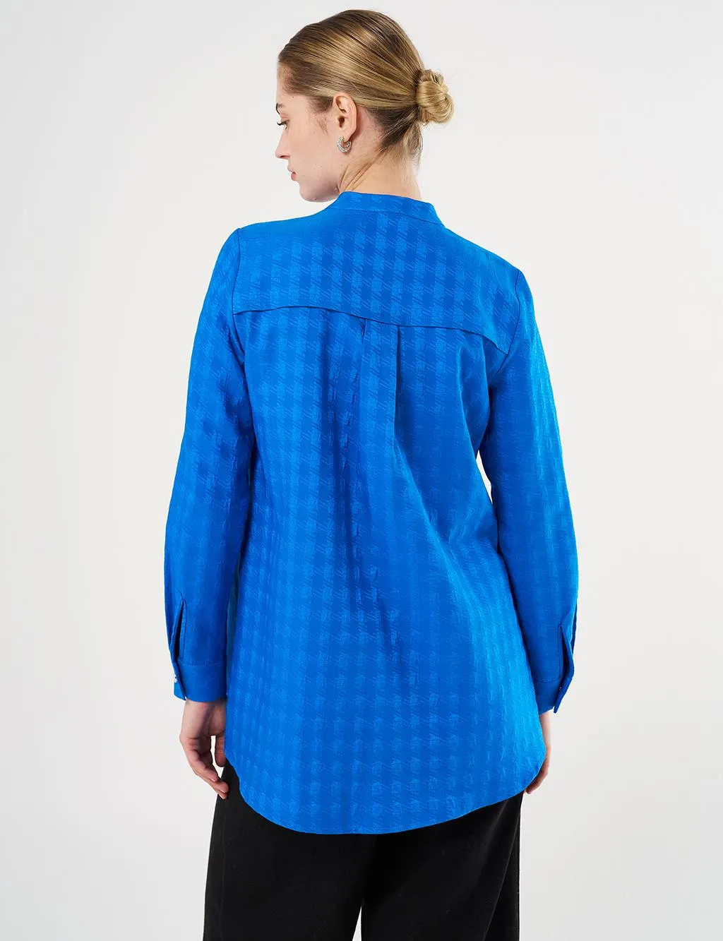 Judge Collar Embossed Tunic Cobalt Blue