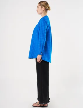 Judge Collar Embossed Tunic Cobalt Blue