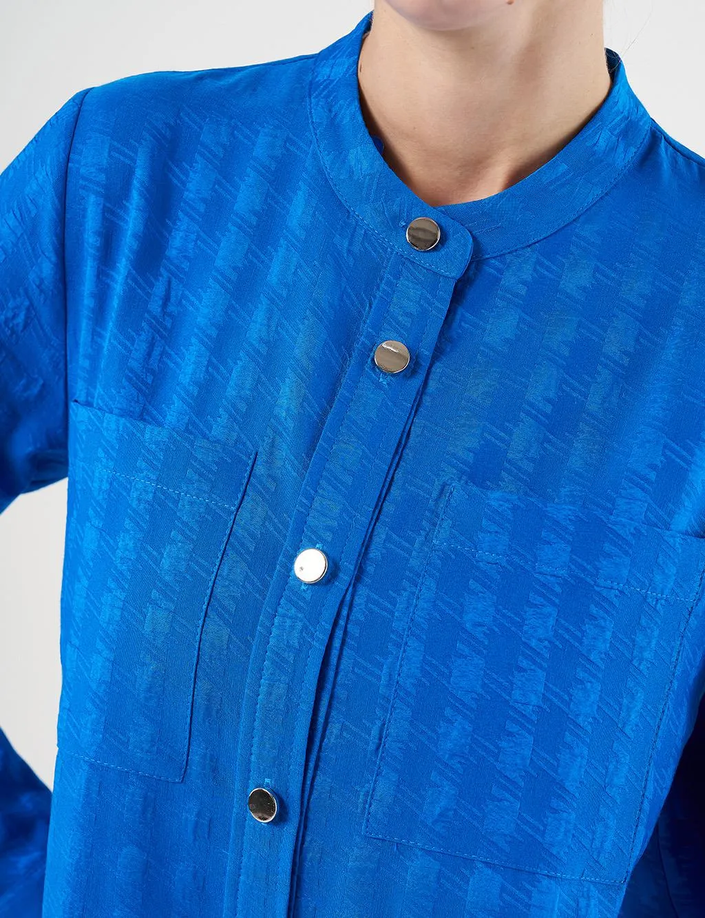 Judge Collar Embossed Tunic Cobalt Blue