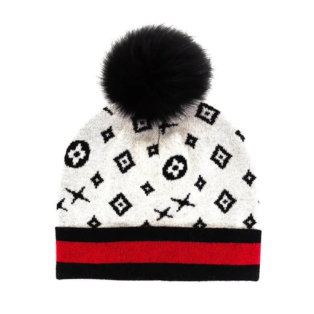 KNIT BEANIE MONOGRAM BLACK