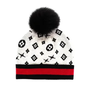 KNIT BEANIE MONOGRAM BLACK