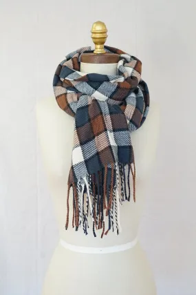 Knit Checker Scarf- Rust