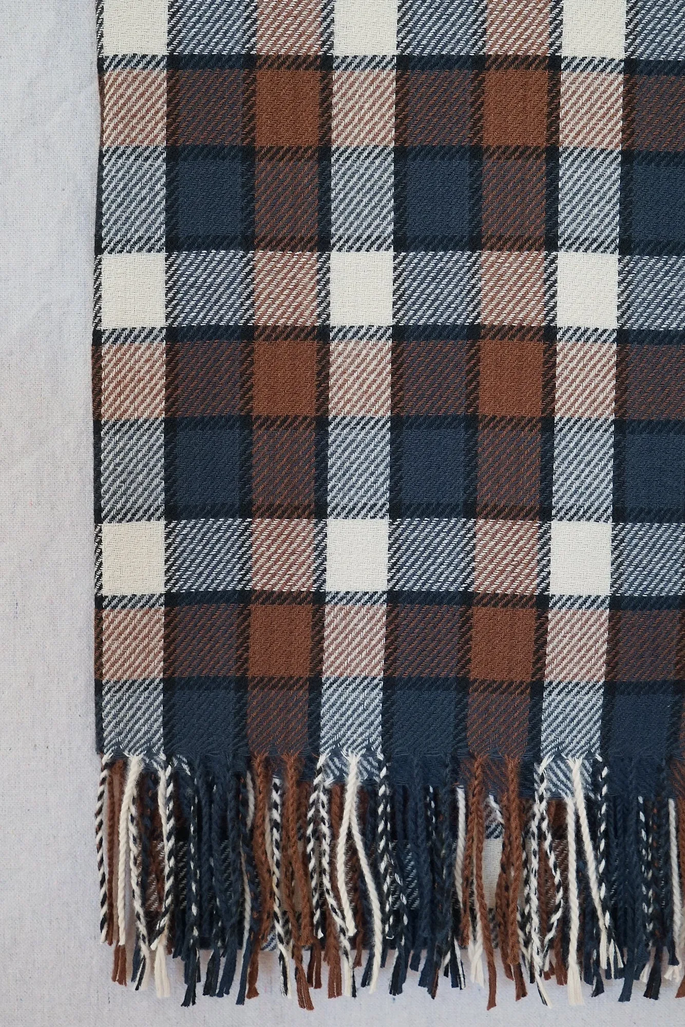 Knit Checker Scarf- Rust