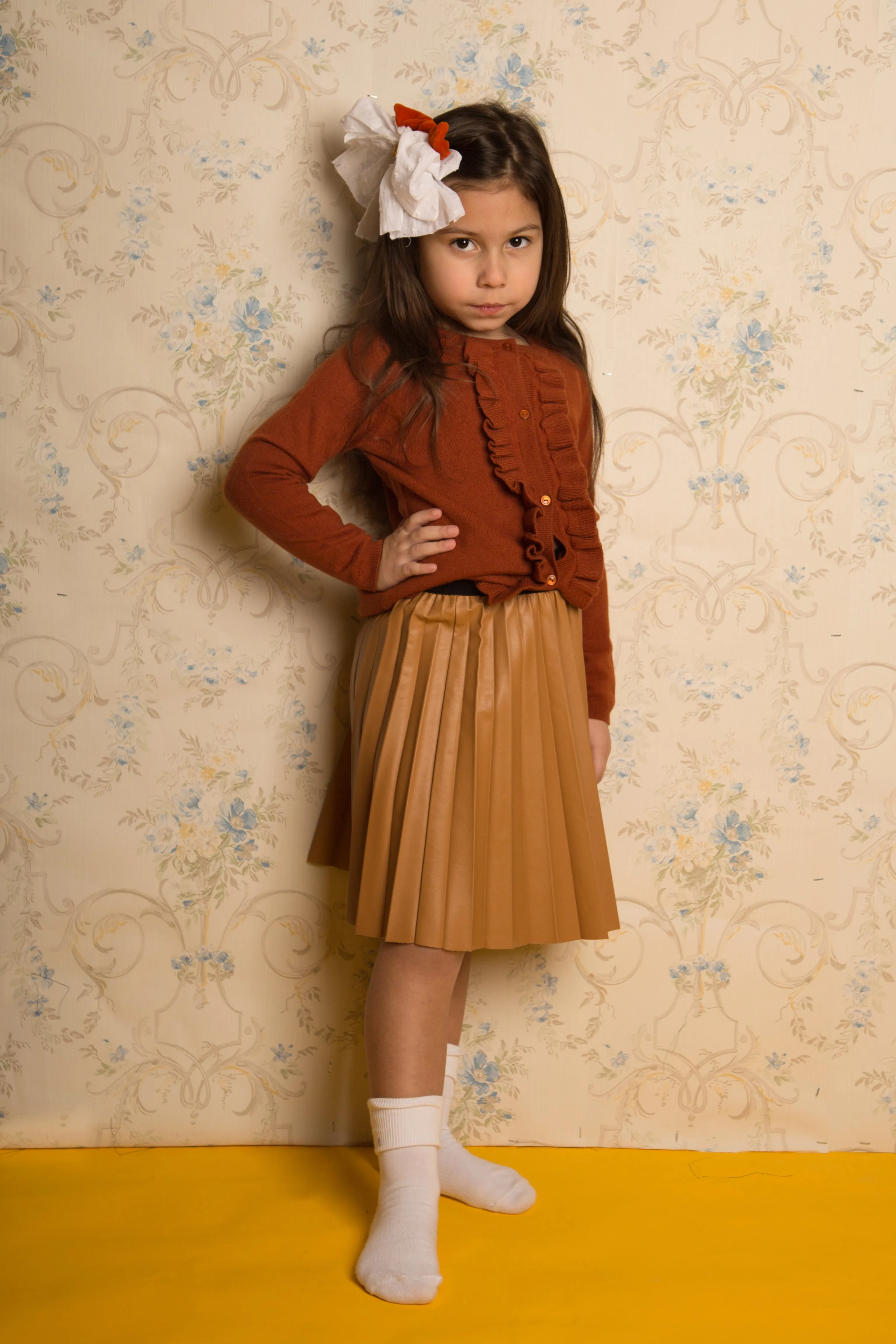 Leather Look Pleated Skirt