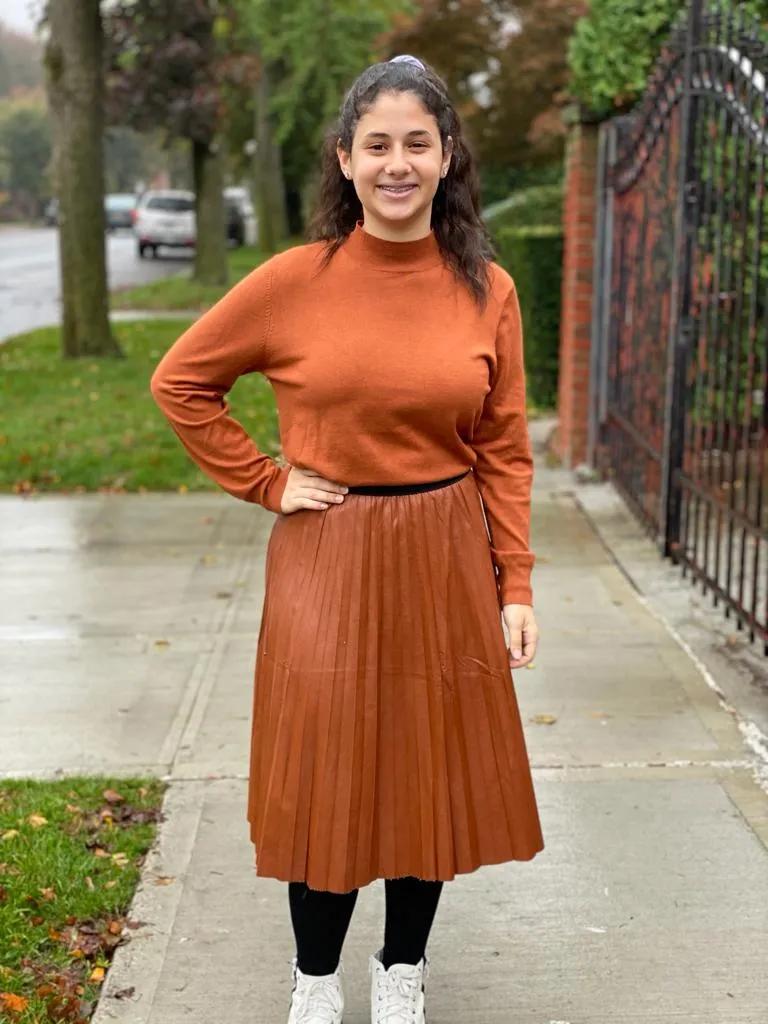 Leather Look Pleated Skirt