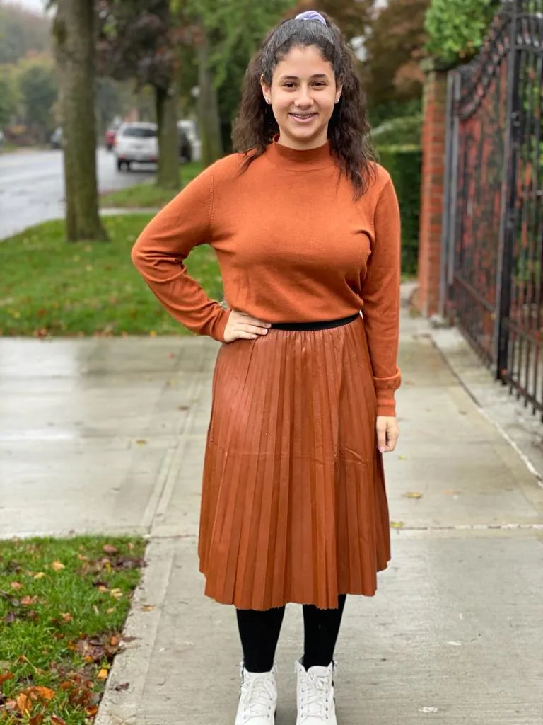 Leather Look Pleated Skirt